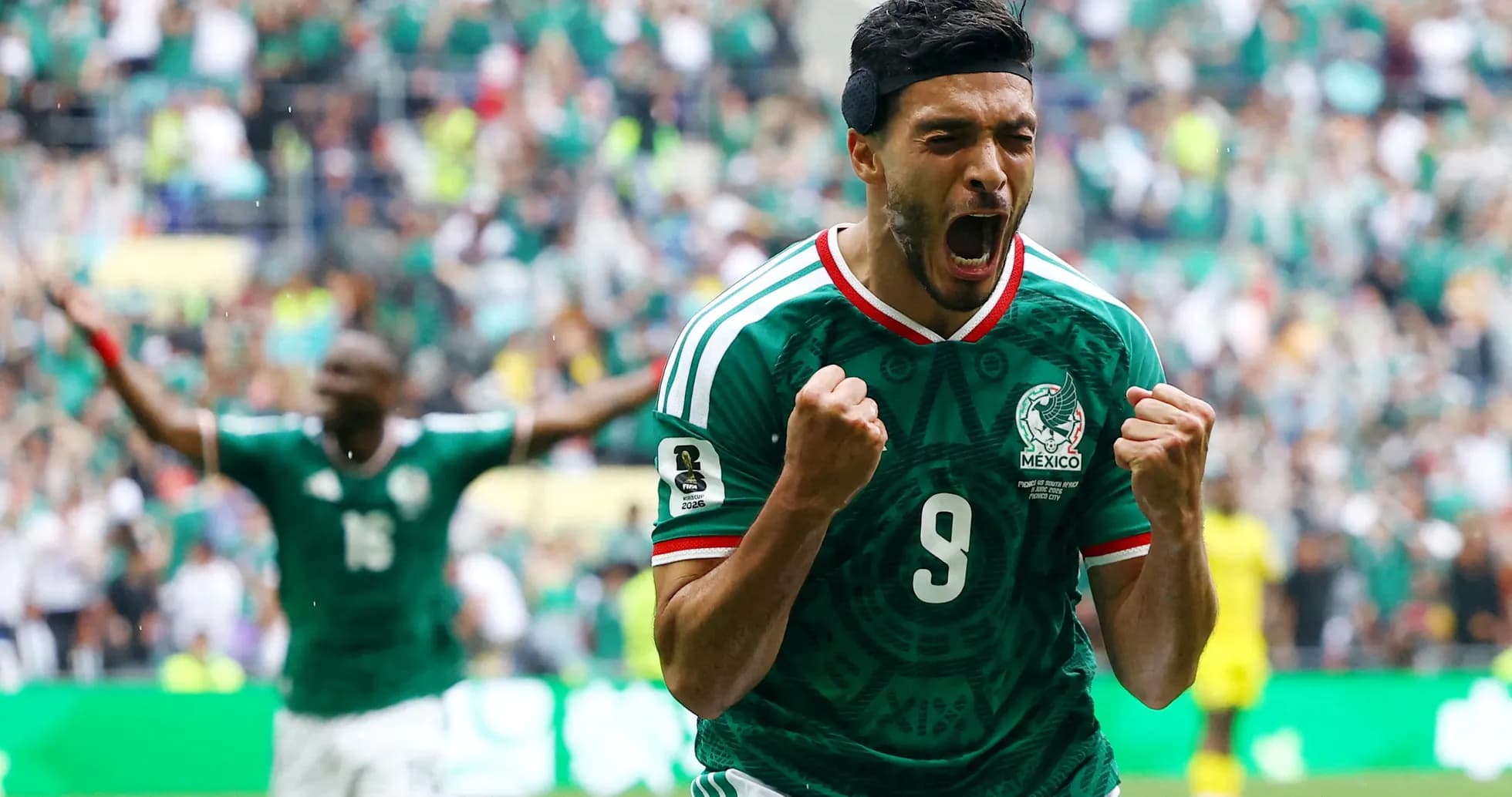 Mexican player celebrating a goal during match