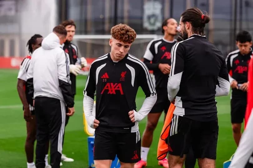 Liverpool players gathered during training session