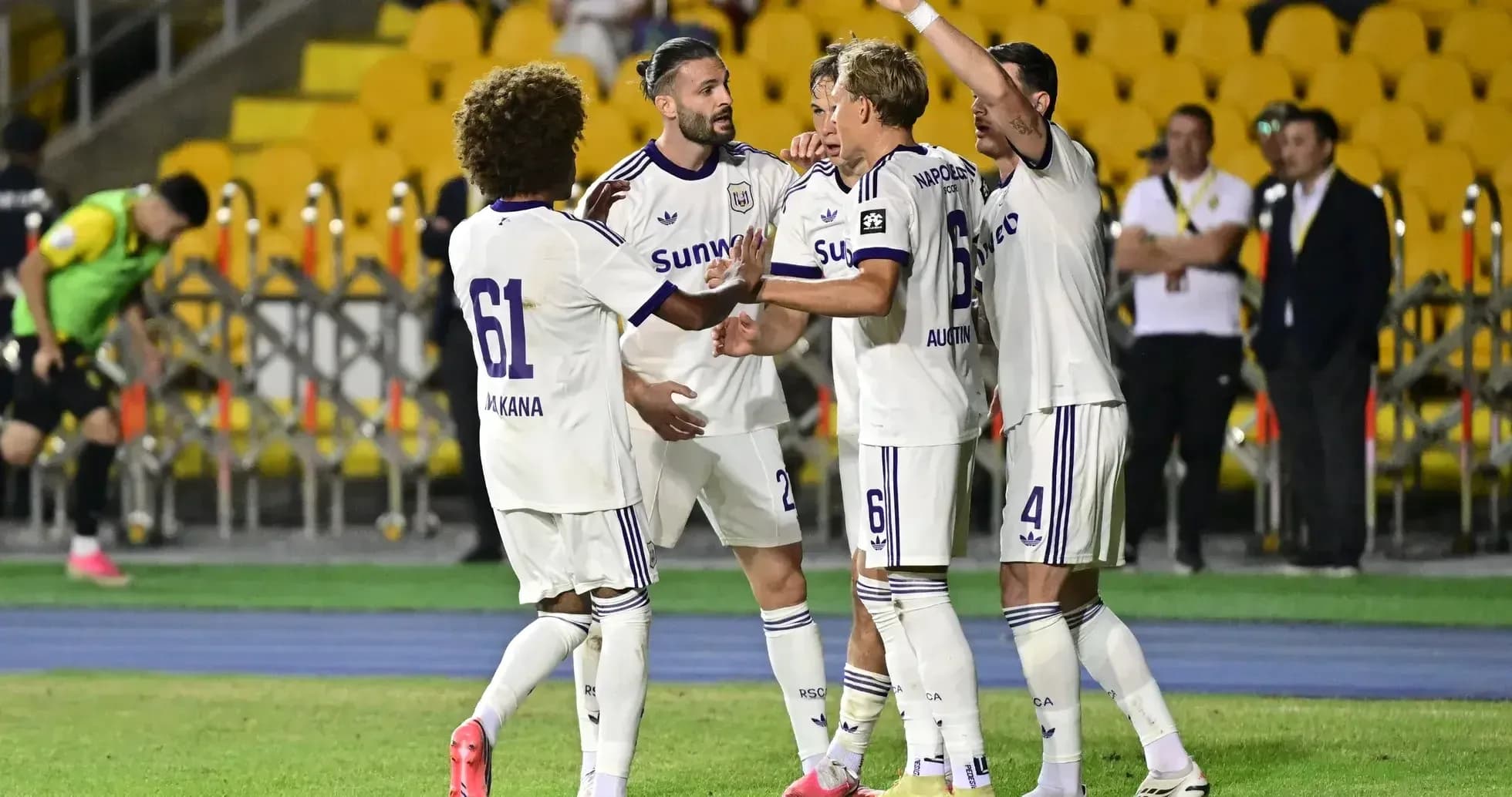 Anderlecht players celebrating a goal during match