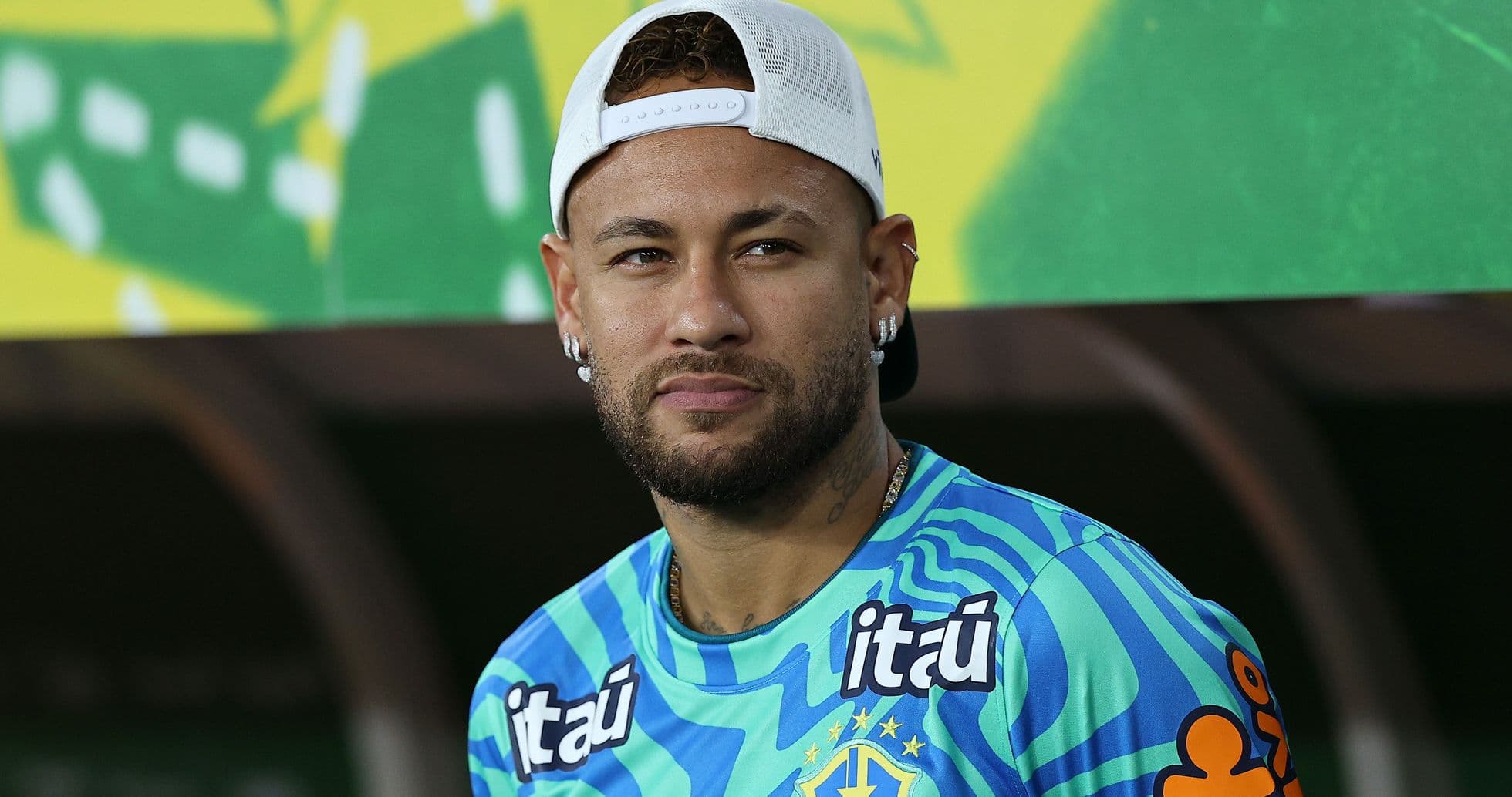 Player in Brazil jersey during press event