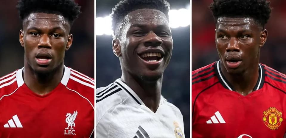 Football player in three different club jerseys