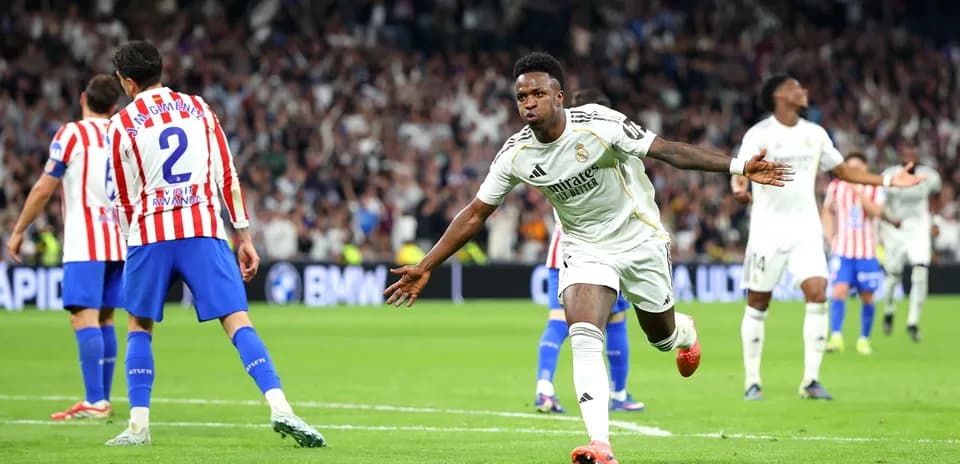 Vinicius Jr celebrating a goal against Atletico Madrid