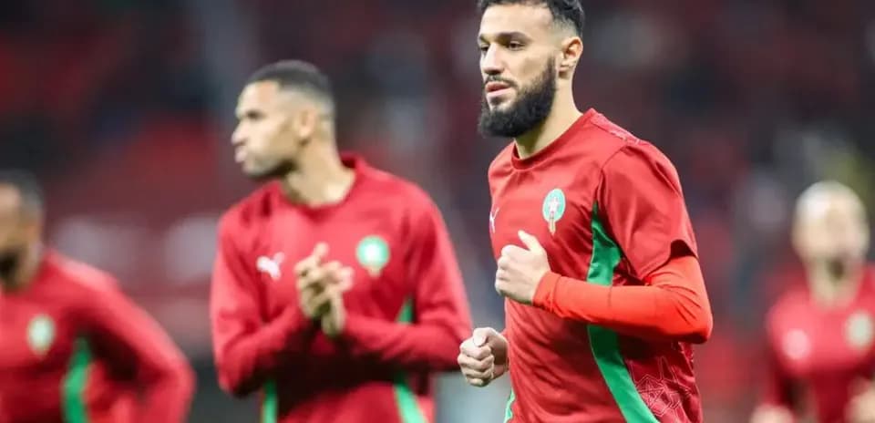 Moroccan players warming up before match