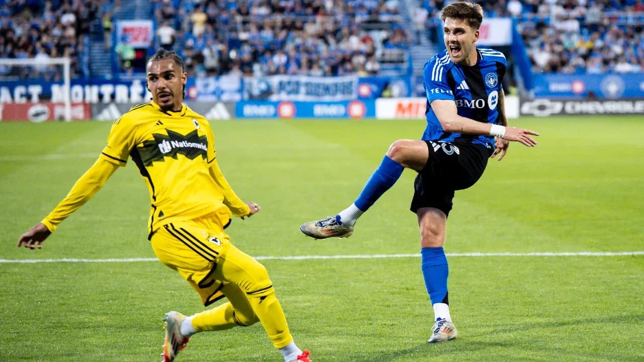 Player kicking the ball during Columbus Crew match