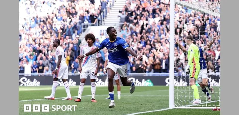 Everton player celebrating after scoring a goal