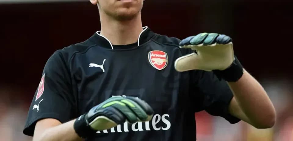 Goalkeeper warming up before a match for Arsenal