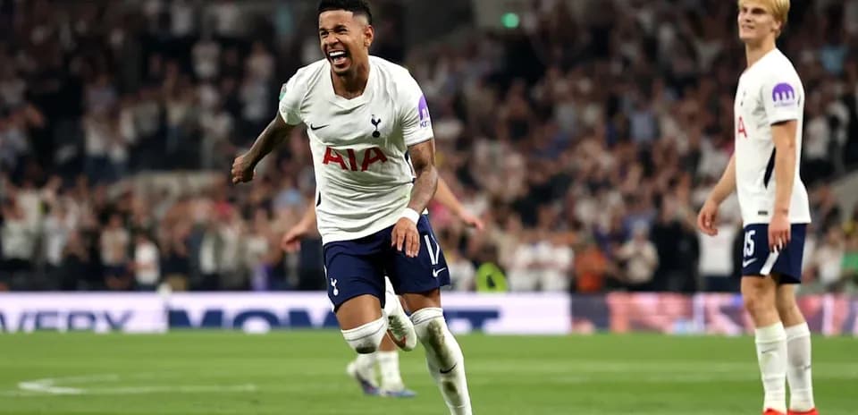 Tottenham player celebrating goal during match