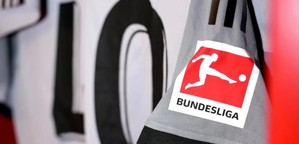 Close-up of Bundesliga logo on sports jersey