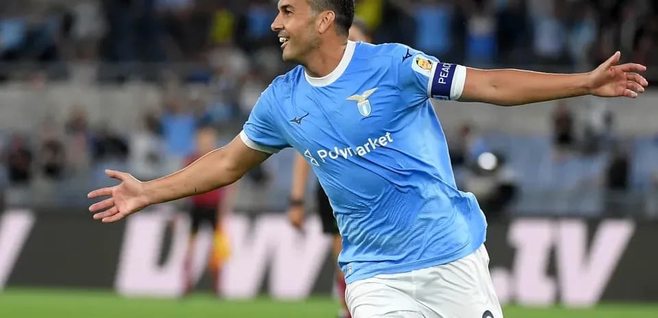 Player celebrating a goal for Lazio during match