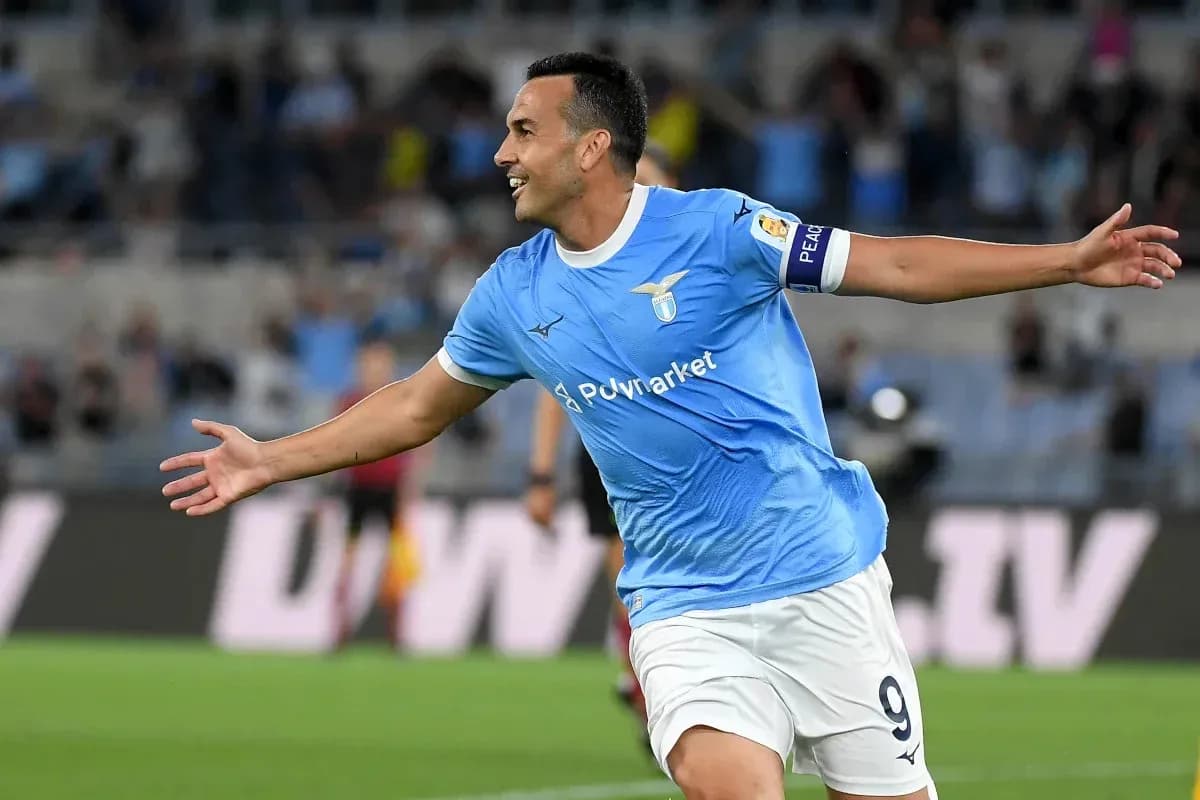 Player celebrating a goal for Lazio during match