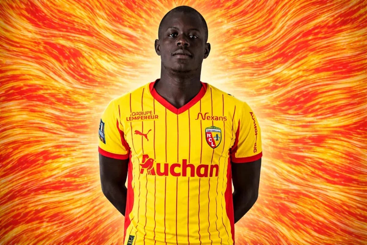 Player wearing yellow and red team jersey