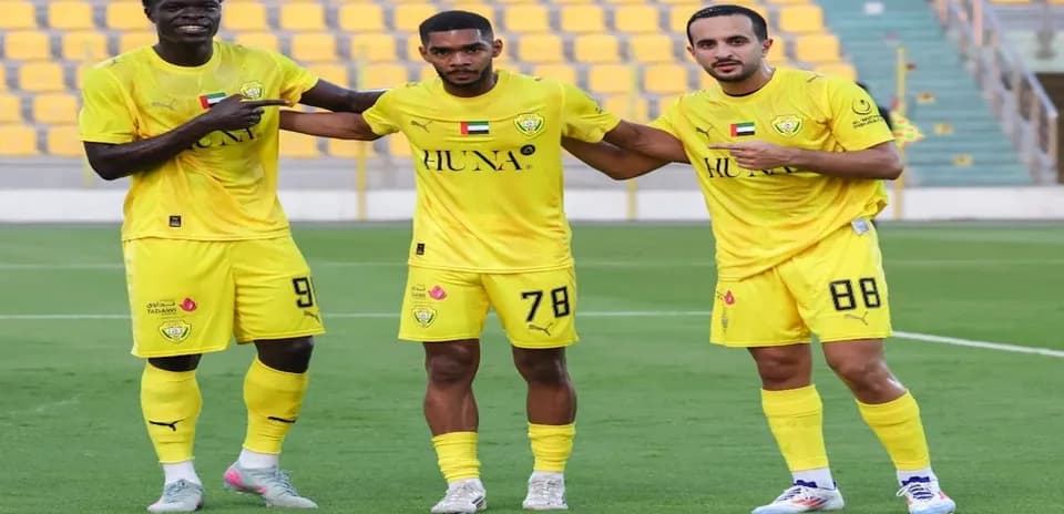 Ajman U23 players celebrating on the field