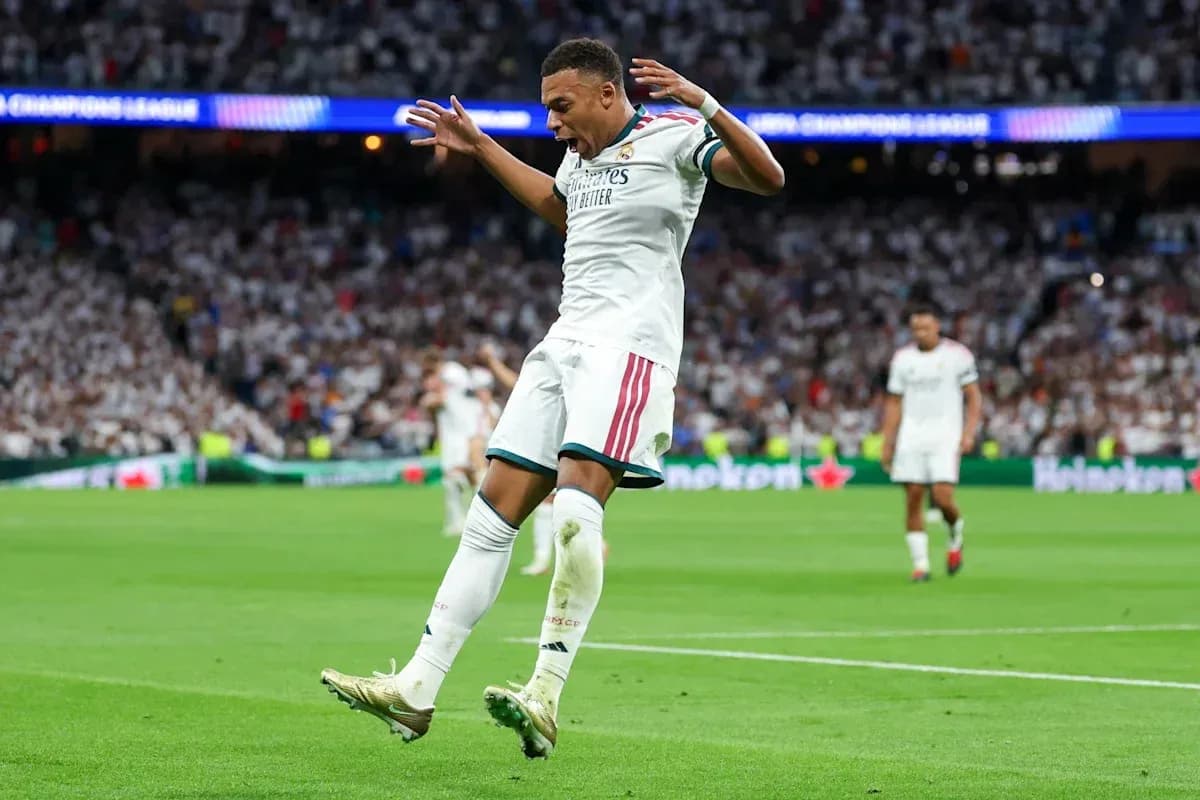 Player celebrating a goal during Champions League match
