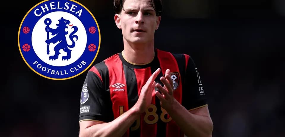 Player in Bournemouth kit with Chelsea logo overlay