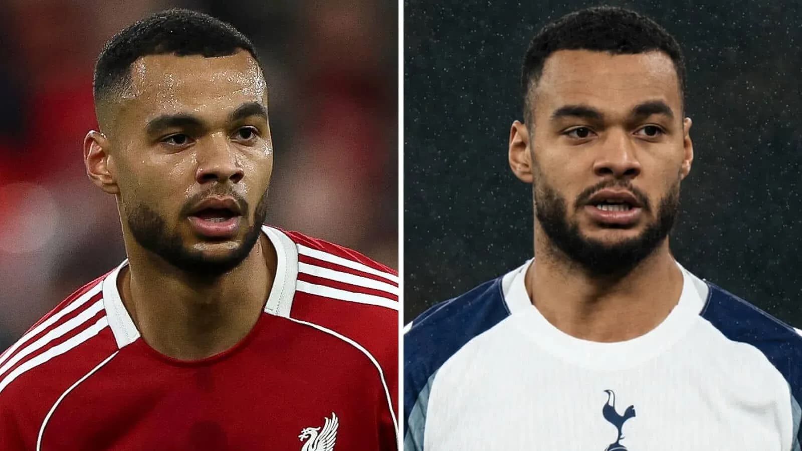 Two players in football kits from different teams