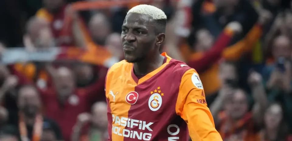 Player celebrating a goal for Galatasaray during match