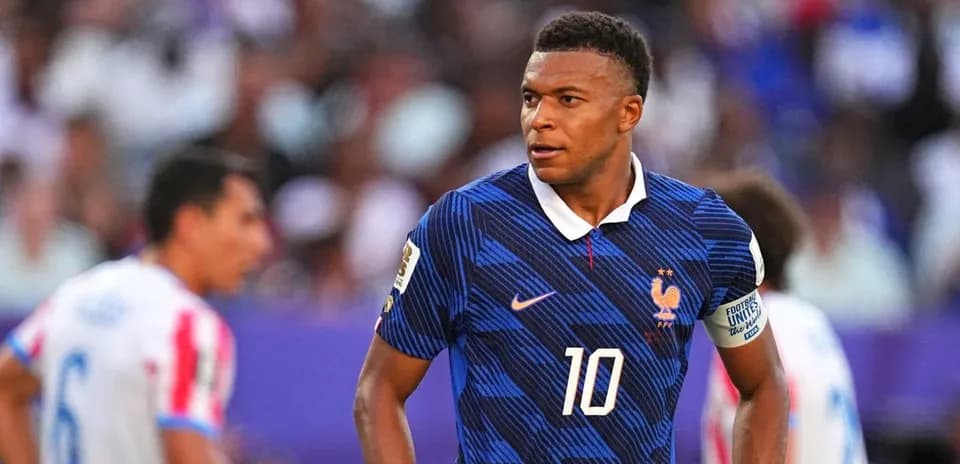 Kylian Mbappé playing for France during a match