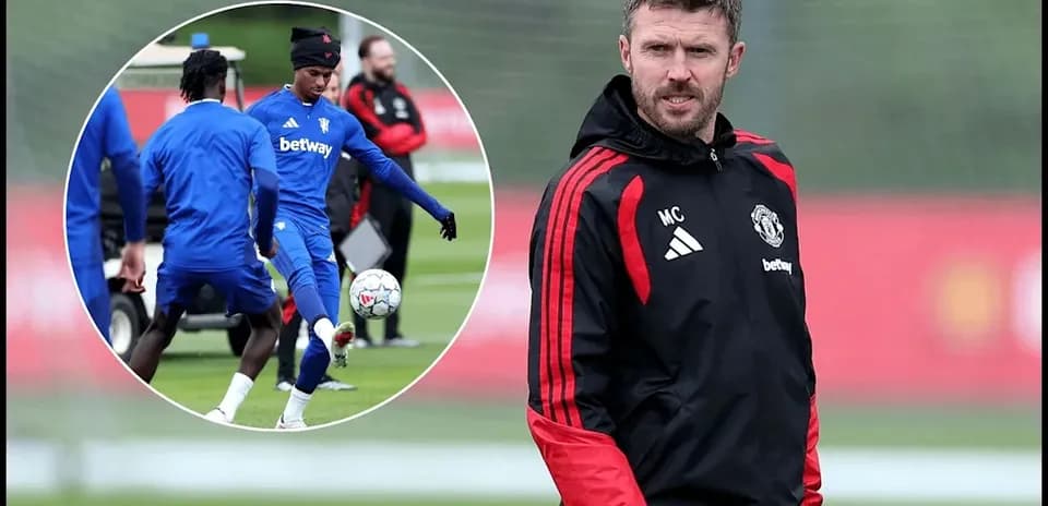 Coach overseeing training session with players in action