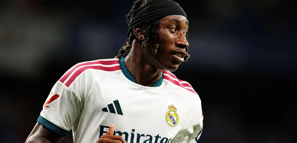 Player in Real Madrid jersey during warm-up