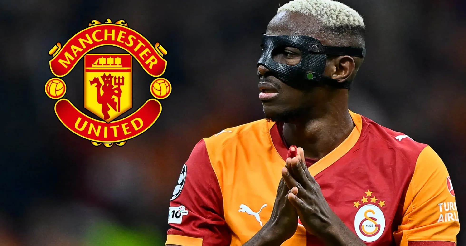 Player in mask during match with club logos