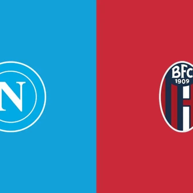 Napoli and Bologna team logos on colored backgrounds