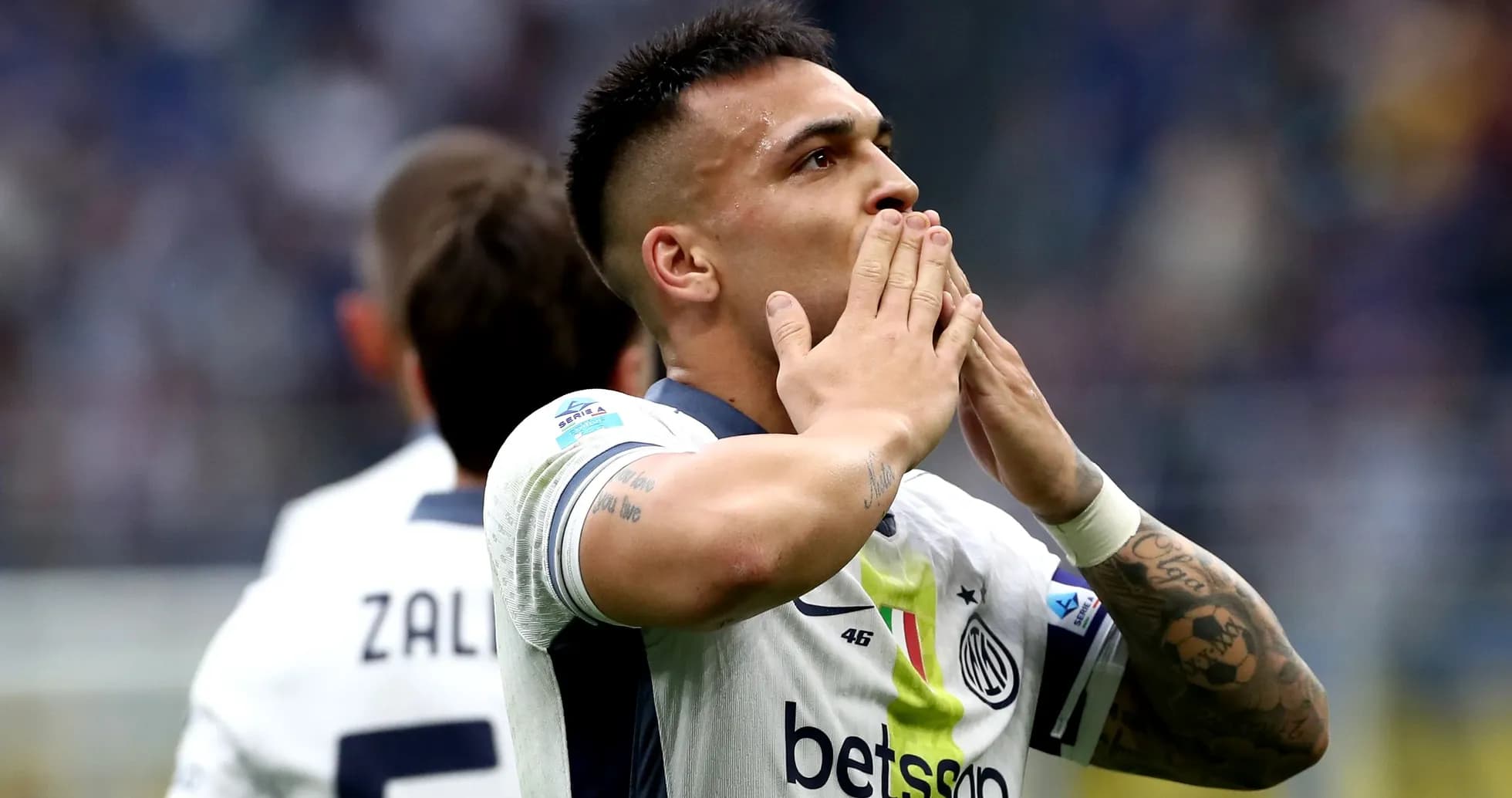 Inter player celebrating a goal during match