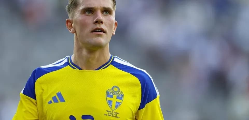 Player wearing Sweden jersey during match
