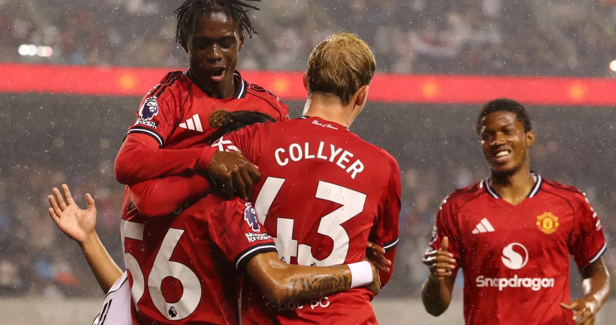 Manchester United players celebrating a goal