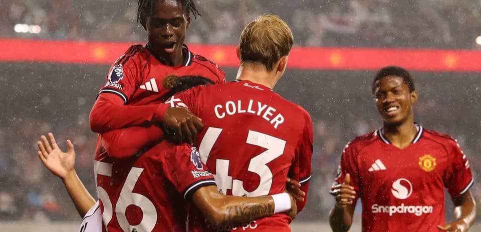Manchester United players celebrating a goal