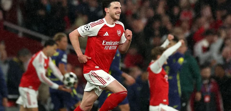 Arsenal player celebrating during UEFA Champions League match