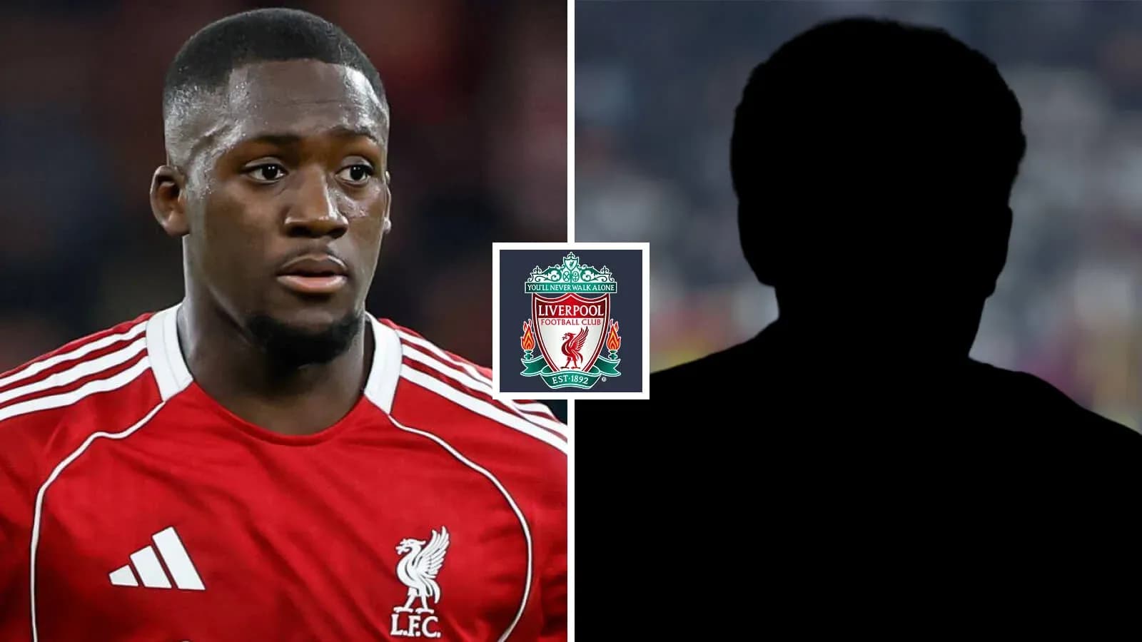 Liverpool player with club logo and silhouette background