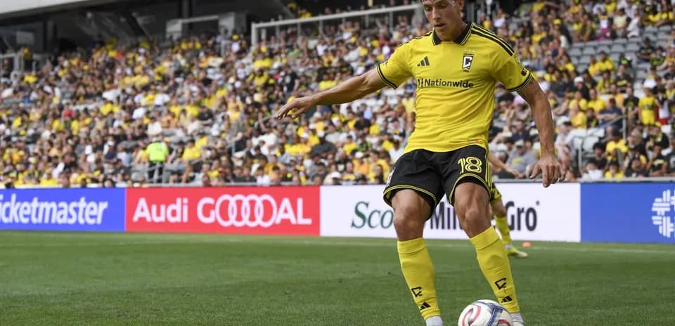 Columbus Crew player preparing for a corner kick