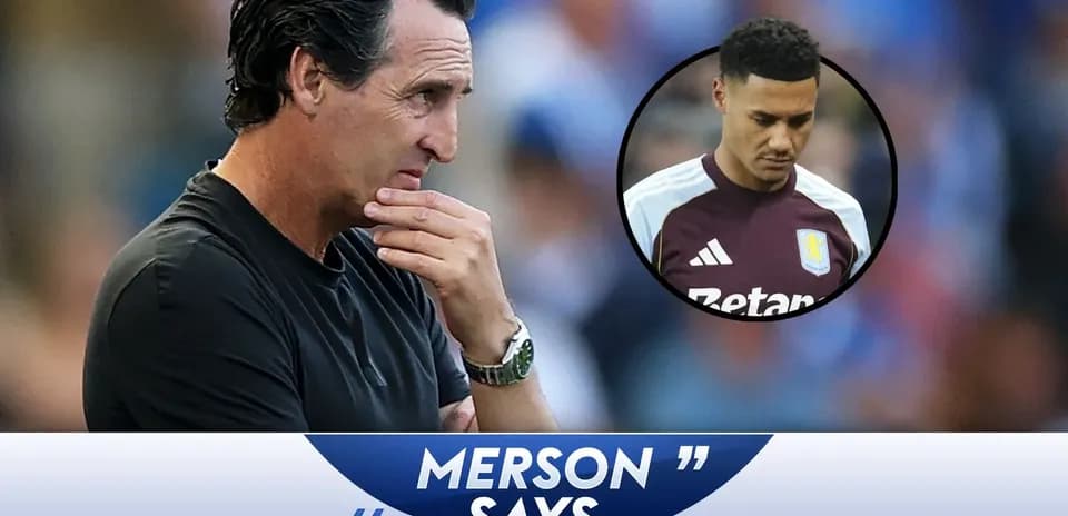 Unai Emery contemplating with player image inset