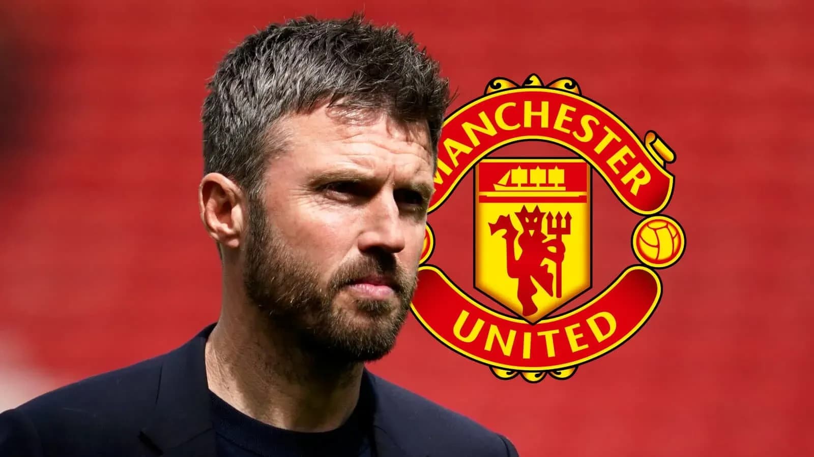 Man standing with Manchester United logo background