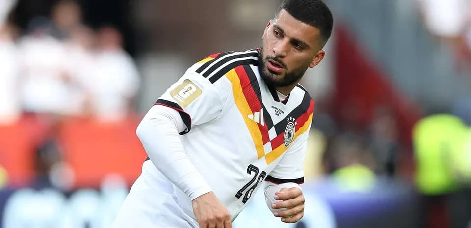 Player wearing Germany jersey during warm-up before match