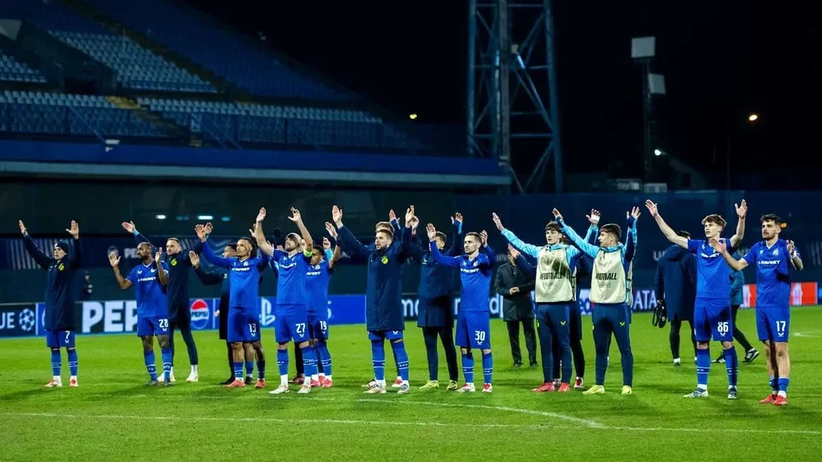 Dinamo Zagreb players celebrating after the match
