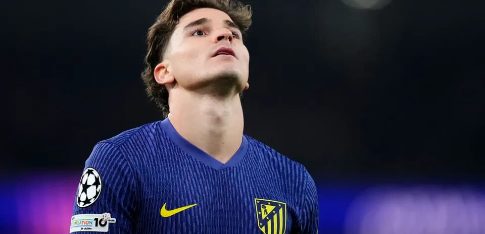 Atletico Madrid player looking upwards during match