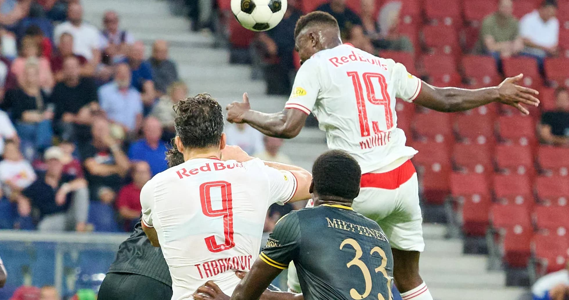 Red Bull Salzburg player heading the ball