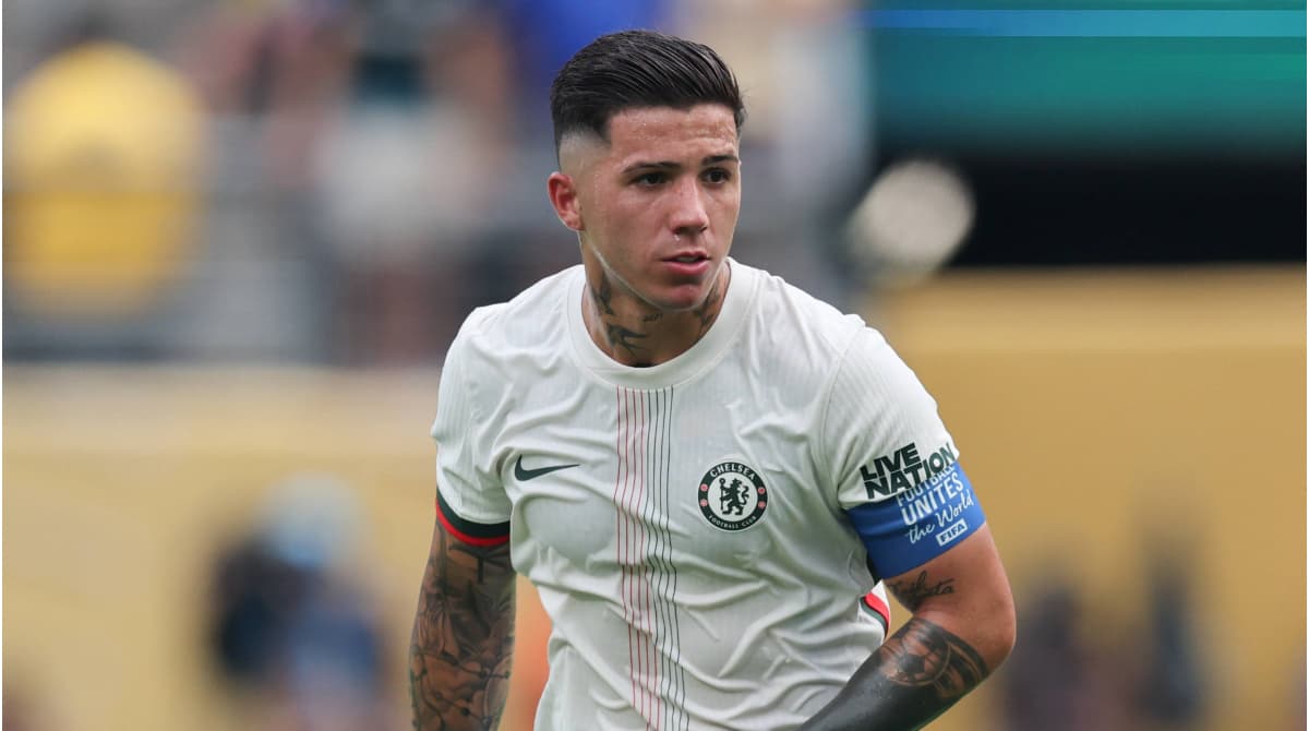 Player wearing Chelsea jersey during match