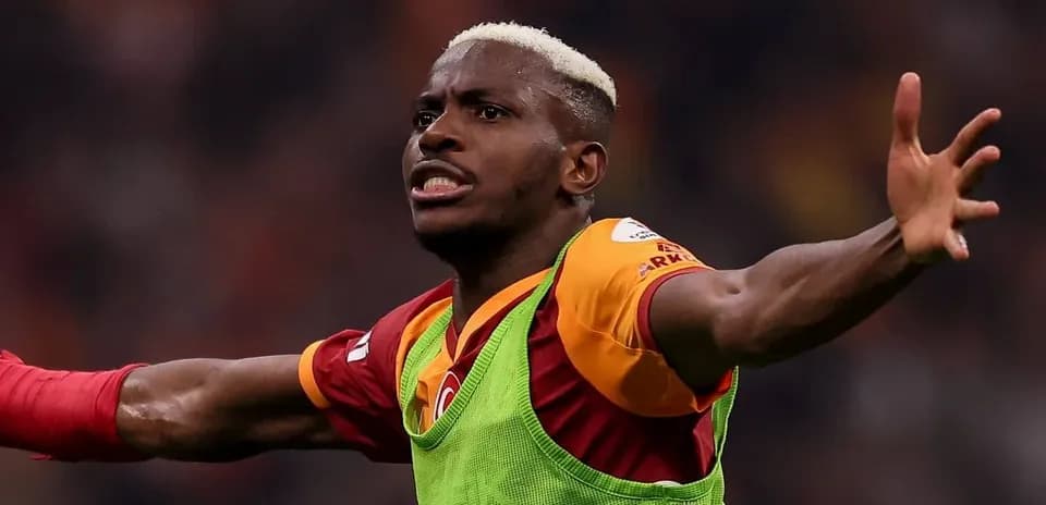 Player celebrating after scoring a goal for Galatasaray