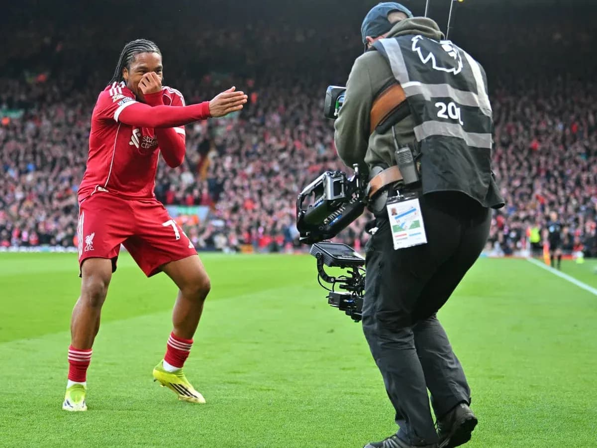 Liverpool player celebrating after scoring goal