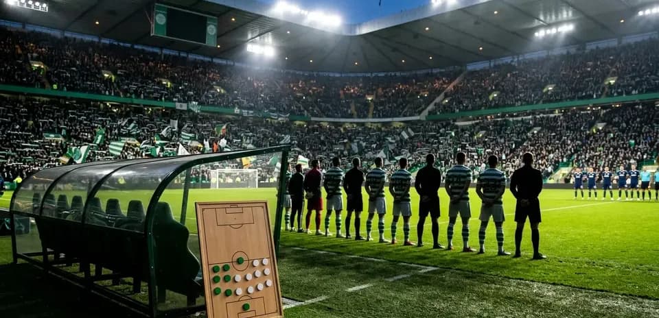 Celtic players lined up before the match