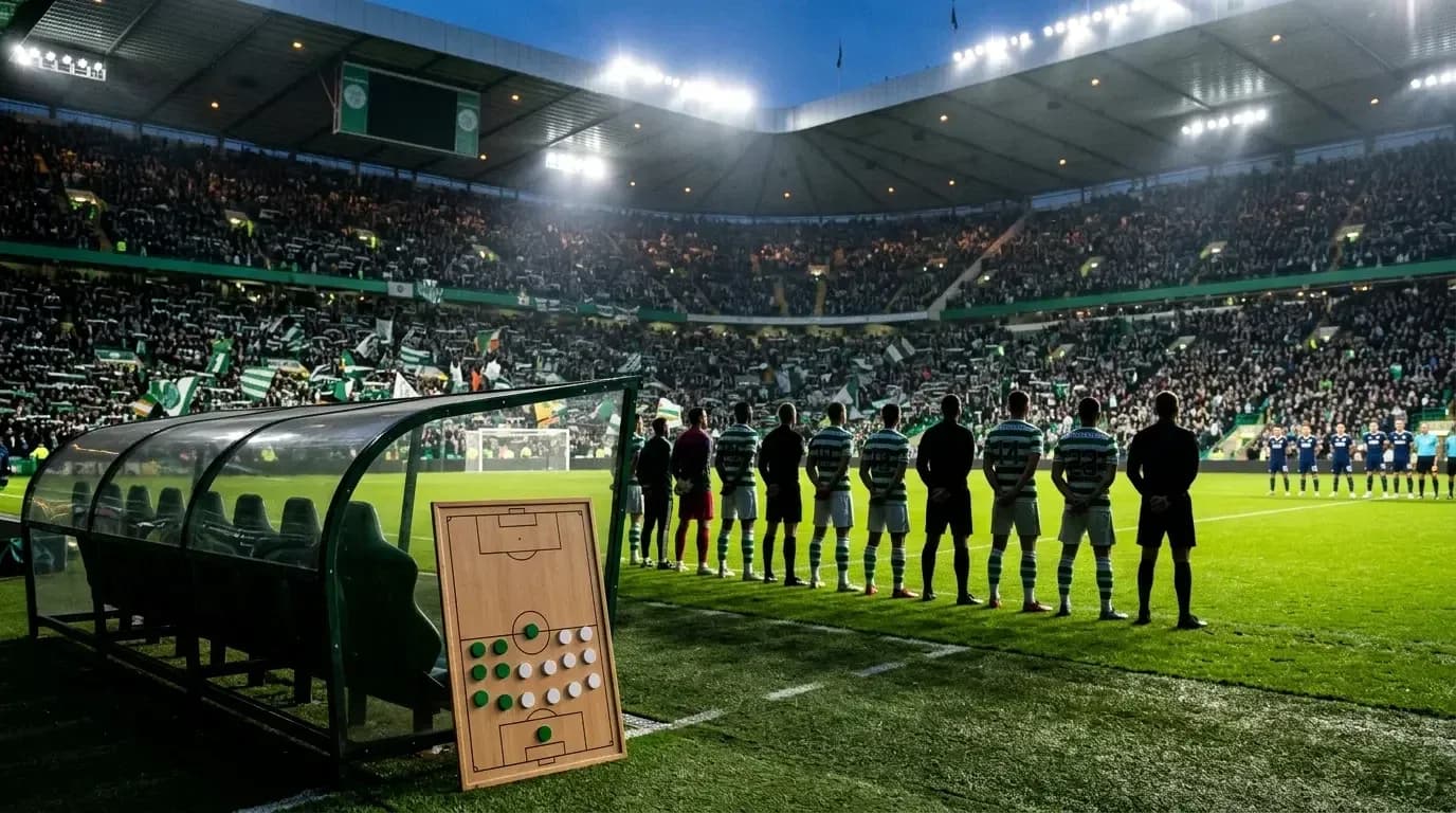 Celtic players lined up before the match