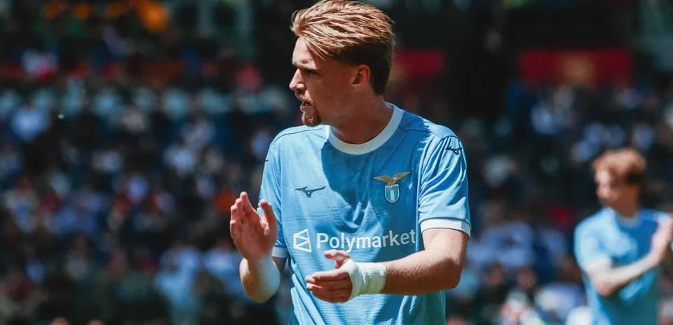 Lazio player applauding during a match