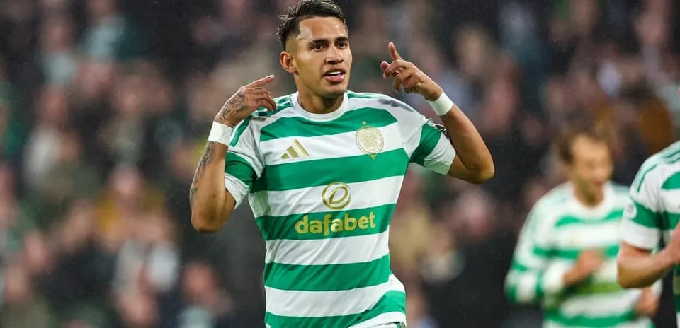 Player celebrating after scoring a goal for Celtic