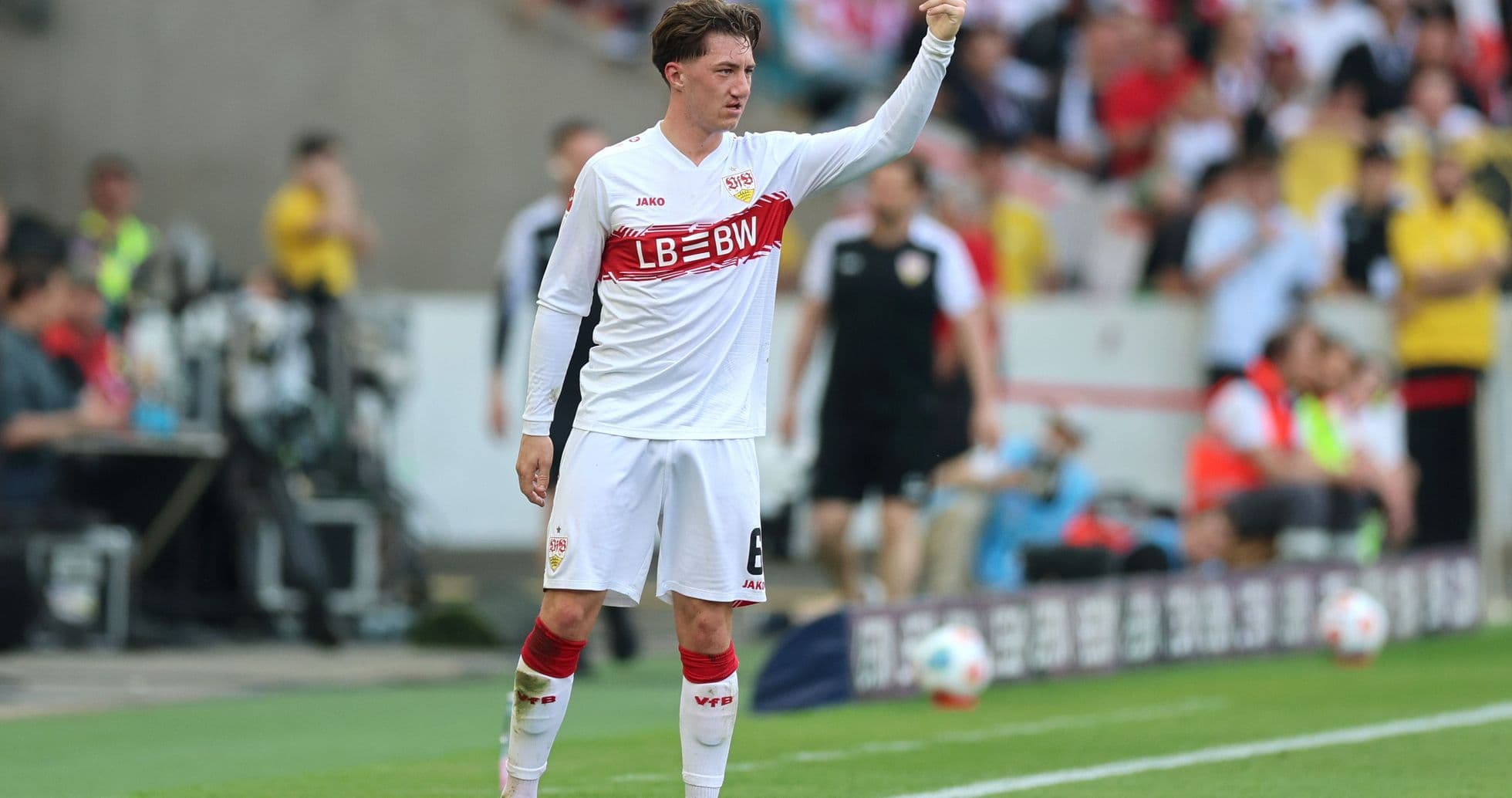Player signaling during a football match on field