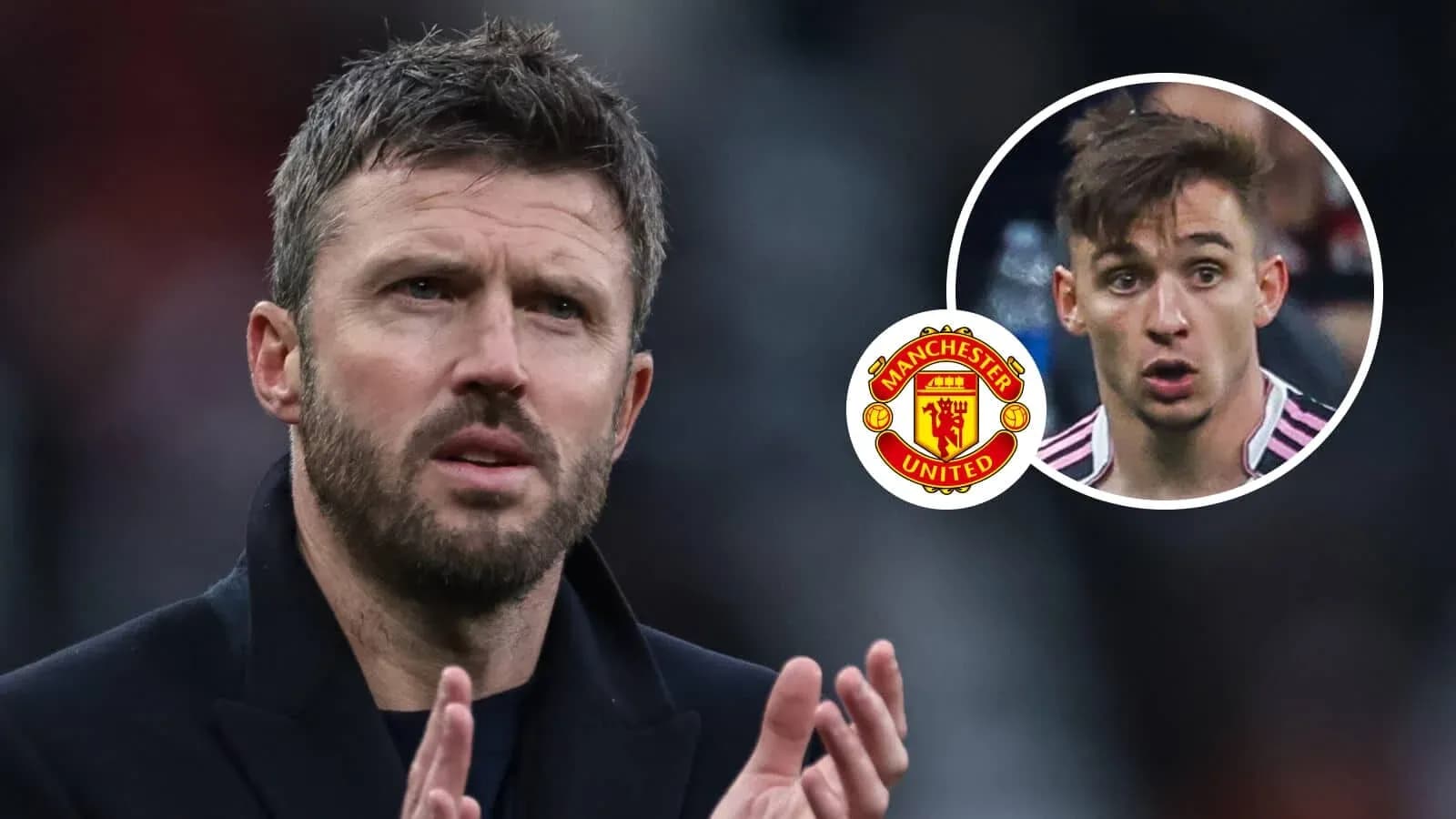 Coach and player with Manchester United logo overlay