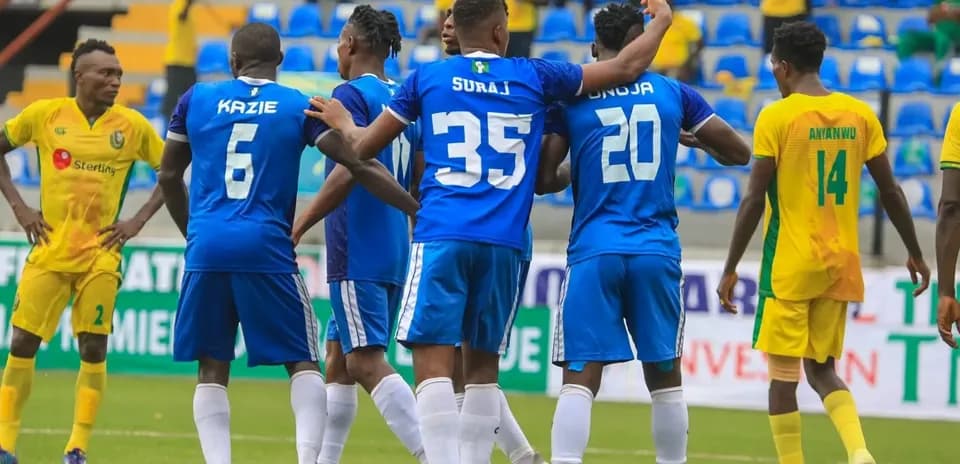 Players celebrating a goal during NPFL match