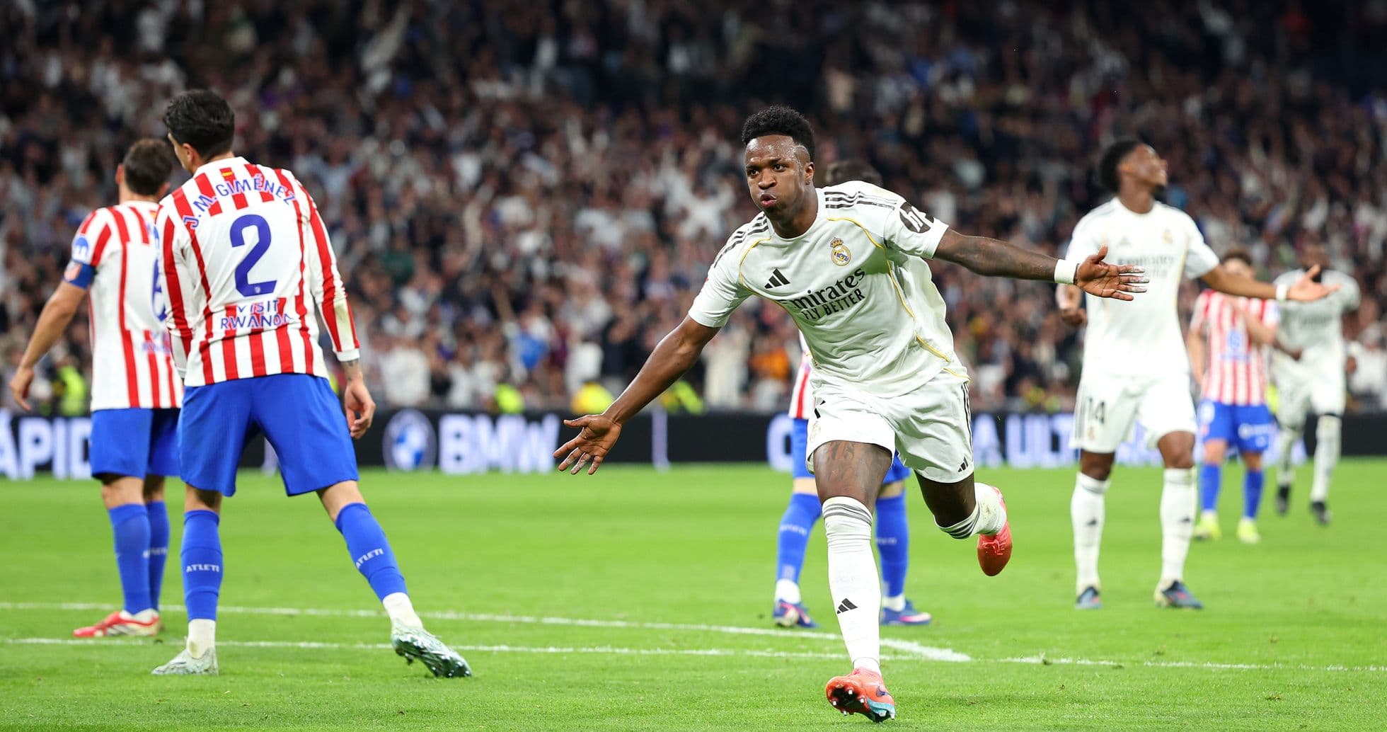 Vinicius Junior celebrating goal during Madrid derby