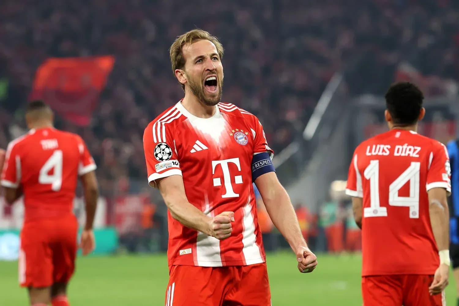 Harry Kane celebrating during UEFA Champions League match